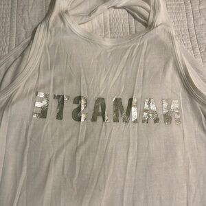 Lu Lu lemon White Tank Top with Silver Logo